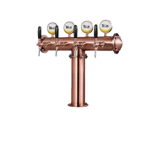 4 WAY T TYPE BEER TOWER WITH LED WITH TAPS,Bronze 102MM.